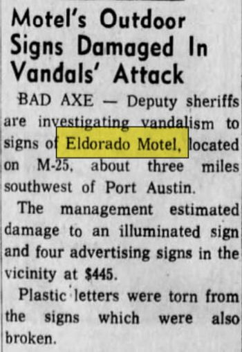 Eldorado Motel & Cottages - 1967 Vandalism On Sign (newer photo)